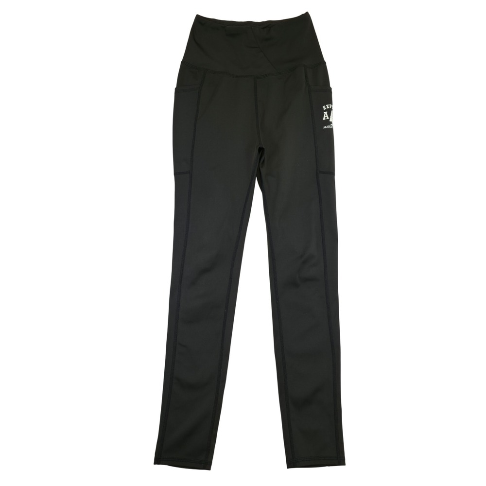 Alaska Chicks Co Black Leggings With Pockets Explore AK Tree Logo Size S